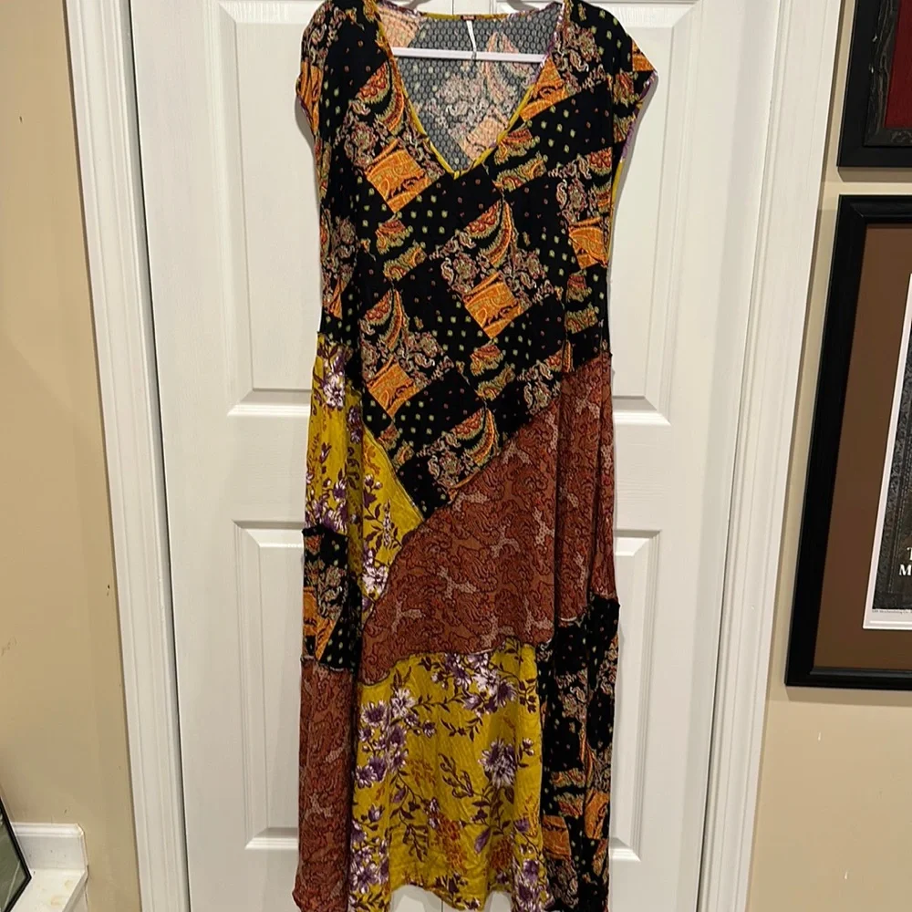 Free People Desert Flower Patchwork Maxi Dress With Pockets